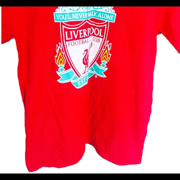 LIVERPOOL FOOTBALL CLUB Soccer Tee/Top With Cap Sleeves Red Boy 10Y - Picture 6 of 8